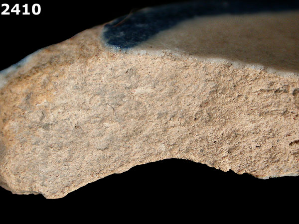 UNIDENTIFIED BLUE ON WHITE MAJOLICA, IBERIA specimen 2410 side view