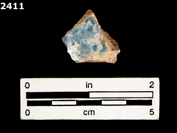 UNIDENTIFIED BLUE ON WHITE MAJOLICA, IBERIA specimen 2411 