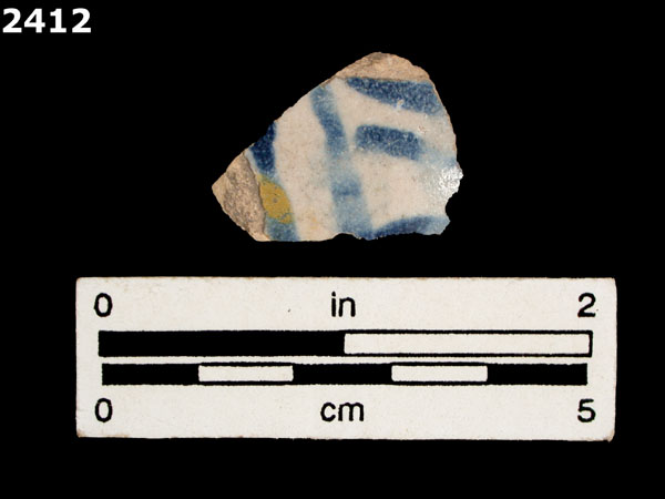 UNIDENTIFIED BLUE ON WHITE MAJOLICA, IBERIA specimen 2412 front view