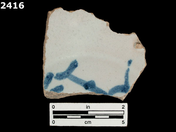 UNIDENTIFIED BLUE ON WHITE MAJOLICA, IBERIA specimen 2416 
