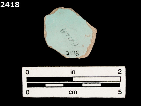 UNIDENTIFIED POLYCHROME MAJOLICA, IBERIAN specimen 2418 rear view