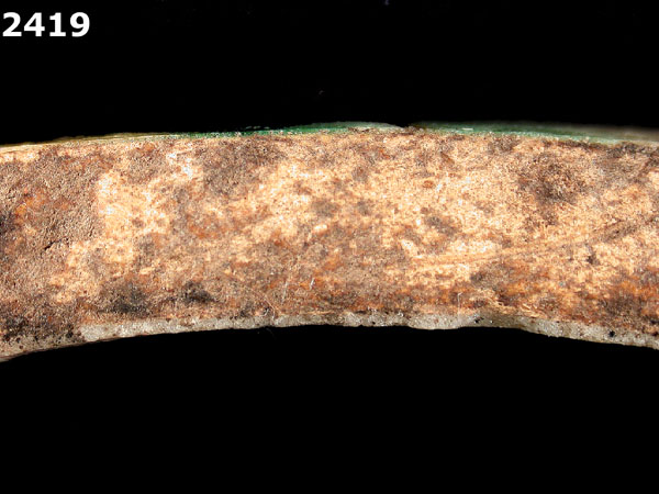 UNIDENTIFIED POLYCHROME MAJOLICA, IBERIAN specimen 2419 side view