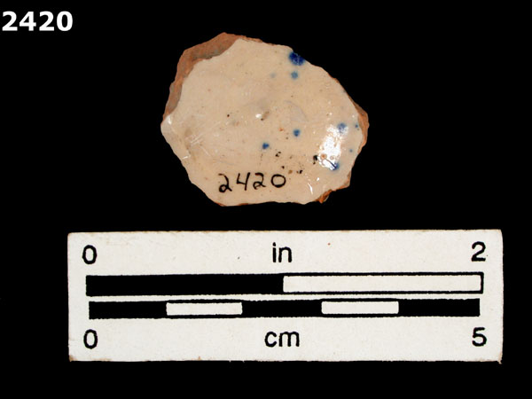 UNIDENTIFIED BLUE ON WHITE MAJOLICA, IBERIA specimen 2420 rear view