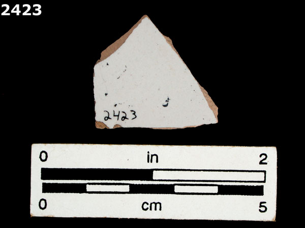UNIDENTIFIED BLUE ON WHITE MAJOLICA, IBERIA specimen 2423 rear view