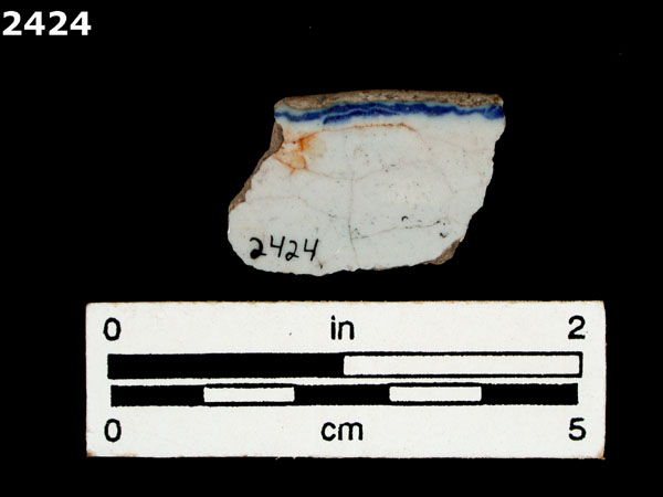 UNIDENTIFIED BLUE ON WHITE MAJOLICA, IBERIA specimen 2424 rear view