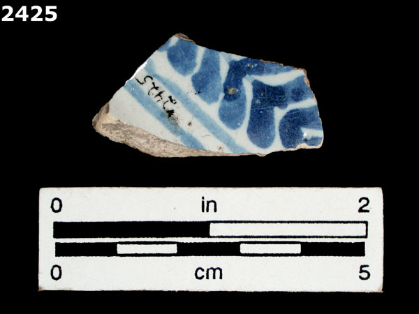 UNIDENTIFIED BLUE ON WHITE MAJOLICA, IBERIA specimen 2425 rear view