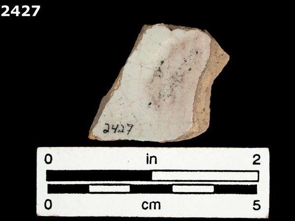 UNIDENTIFIED BLUE ON WHITE MAJOLICA, IBERIA specimen 2427 rear view