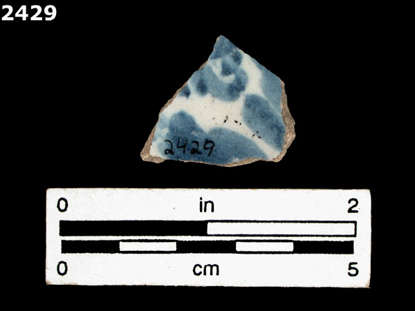 UNIDENTIFIED BLUE ON WHITE MAJOLICA, IBERIA specimen 2429 rear view