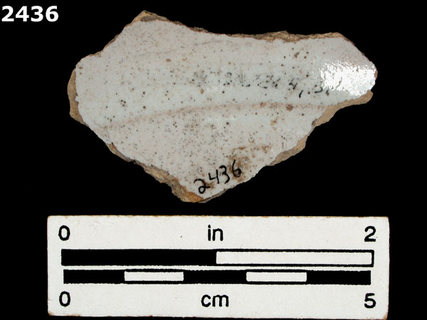 UNIDENTIFIED WHITE MAJOLICA, SPAIN specimen 2436 rear view