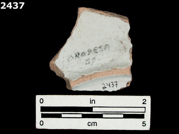 UNIDENTIFIED WHITE MAJOLICA, SPAIN specimen 2437 rear view