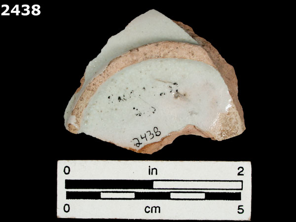 UNIDENTIFIED WHITE MAJOLICA, SPAIN specimen 2438 rear view