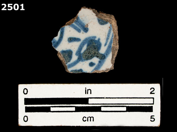 UNIDENTIFIED BLUE ON WHITE MAJOLICA, IBERIA specimen 2501 