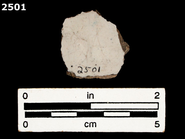 UNIDENTIFIED BLUE ON WHITE MAJOLICA, IBERIA specimen 2501 rear view