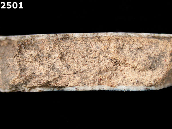 UNIDENTIFIED BLUE ON WHITE MAJOLICA, IBERIA specimen 2501 side view