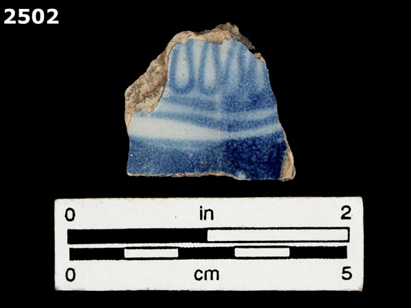 UNIDENTIFIED BLUE ON WHITE MAJOLICA, IBERIA specimen 2502 