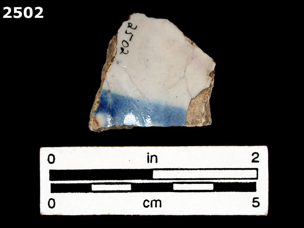 UNIDENTIFIED BLUE ON WHITE MAJOLICA, IBERIA specimen 2502 rear view
