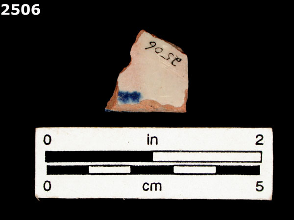 UNIDENTIFIED BLUE ON WHITE MAJOLICA, IBERIA specimen 2506 rear view