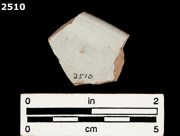 UNIDENTIFIED WHITE MAJOLICA, SPAIN specimen 2510 rear view