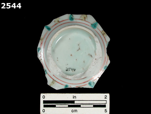 PORCELAIN, MING POLYCHROME OVERGLAZED specimen 2544 rear view