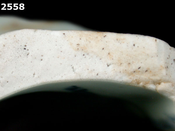 PORCELAIN, MING BLUE ON WHITE specimen 2558 side view