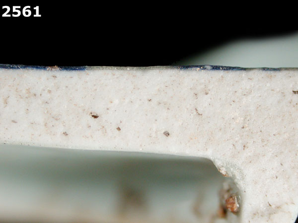 PORCELAIN, MING BLUE ON WHITE specimen 2561 side view