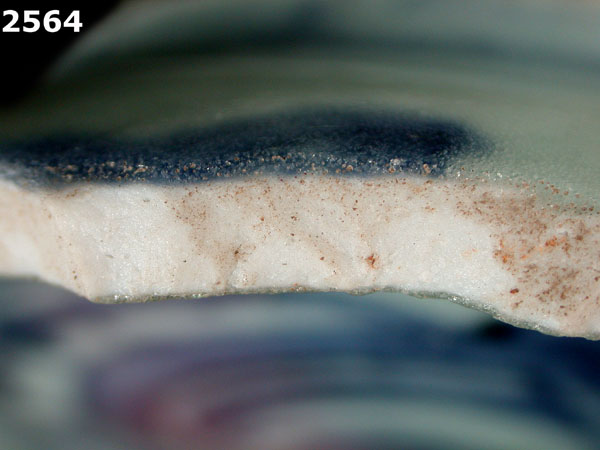 PORCELAIN, MING BLUE ON WHITE specimen 2564 side view