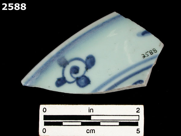 PORCELAIN, MING BLUE ON WHITE specimen 2588 rear view