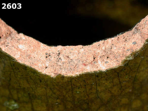 GREEN LEAD GLAZED COARSE EARTHENWARE specimen 2603 side view