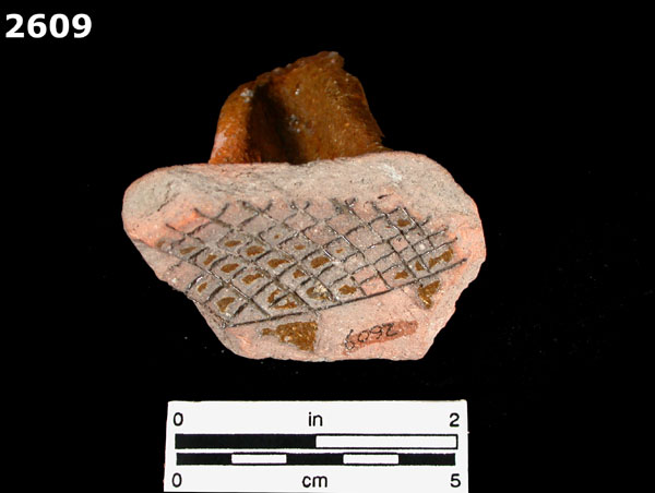 LEAD GLAZED COARSE EARTHENWARE specimen 2609 rear view