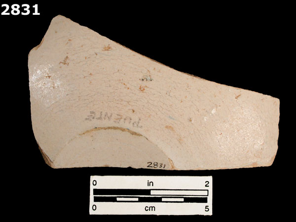 TALAVERA TRADITION, BLUE ON WHITE specimen 2831 rear view