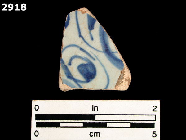 UNIDENTIFIED BLUE ON WHITE MAJOLICA, IBERIA specimen 2918 