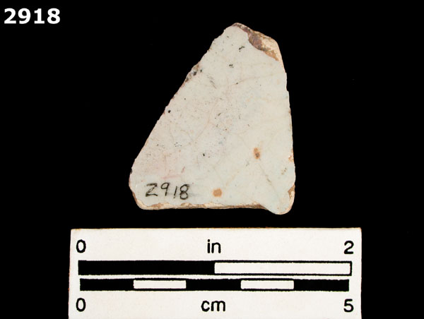 UNIDENTIFIED BLUE ON WHITE MAJOLICA, IBERIA specimen 2918 rear view