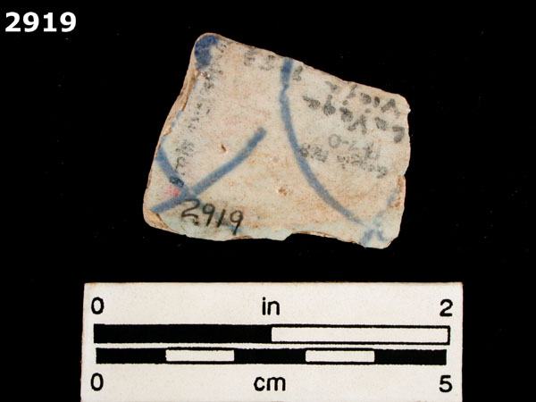UNIDENTIFIED BLUE ON WHITE MAJOLICA, IBERIA specimen 2919 rear view