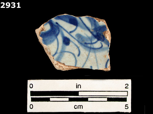 UNIDENTIFIED BLUE ON WHITE MAJOLICA, IBERIA specimen 2931 