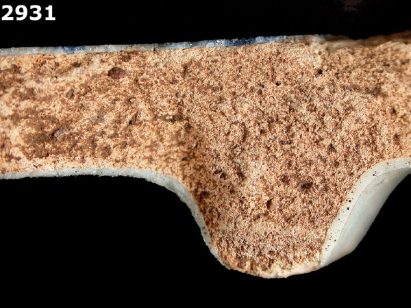 UNIDENTIFIED BLUE ON WHITE MAJOLICA, IBERIA specimen 2931 side view