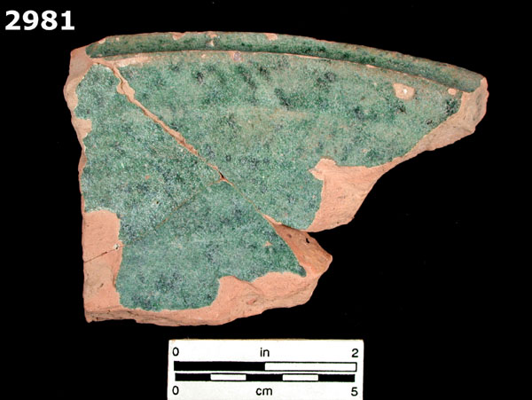 GREEN BACIN/GREEN LEBRILLO specimen 2981 front view