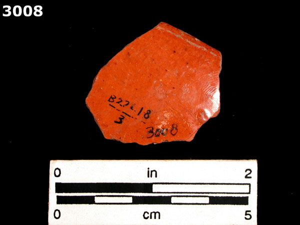 LEAD GLAZED COARSE EARTHENWARE specimen 3008 rear view