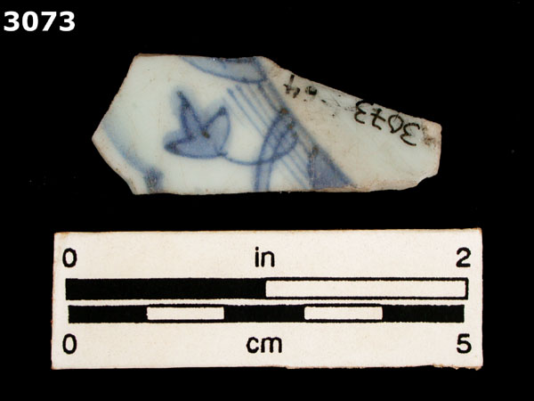 PORCELAIN, MING BLUE ON WHITE specimen 3073 rear view