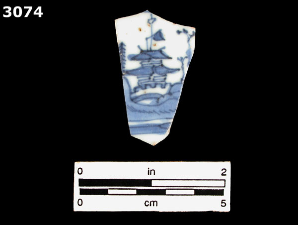 PORCELAIN, MING BLUE ON WHITE specimen 3074 