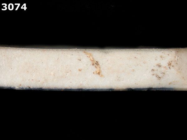PORCELAIN, MING BLUE ON WHITE specimen 3074 side view