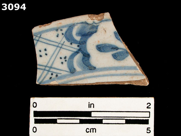 DELFTWARE, BLUE ON WHITE specimen 3094 front view