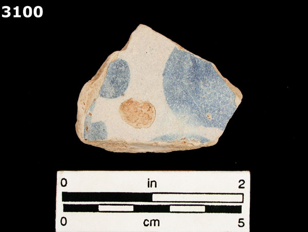 UNIDENTIFIED BLUE ON WHITE MAJOLICA, IBERIA specimen 3100 