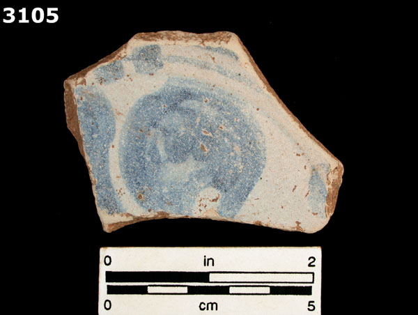 UNIDENTIFIED BLUE ON WHITE MAJOLICA, IBERIA specimen 3105 