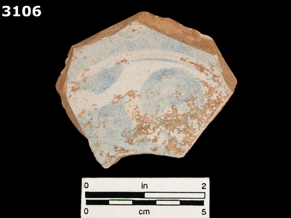 UNIDENTIFIED BLUE ON WHITE MAJOLICA, IBERIA specimen 3106 