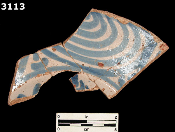 UNIDENTIFIED BLUE ON WHITE MAJOLICA, IBERIA specimen 3113 