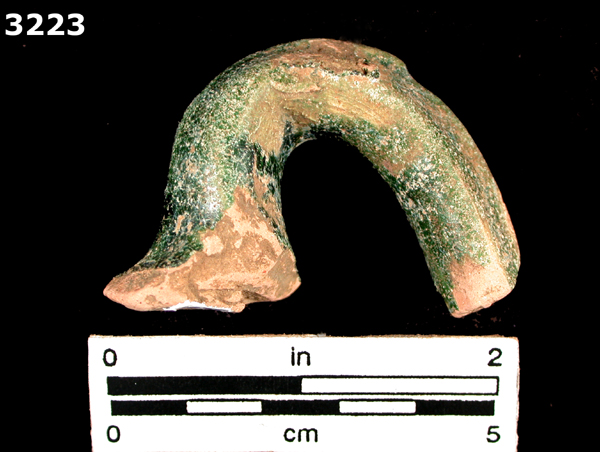 GREEN LEAD GLAZED COARSE EARTHENWARE specimen 3223 front view