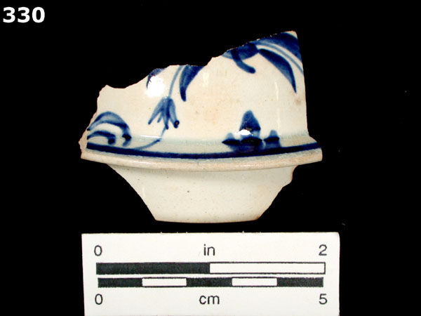PEARLWARE, HAND PAINTED BLUE AND WHITE specimen 330 front view
