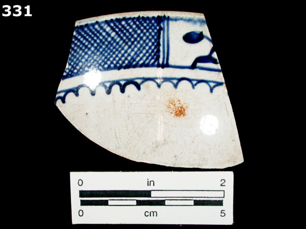 PEARLWARE, HAND PAINTED BLUE AND WHITE specimen 331 front view