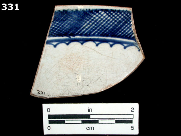 PEARLWARE, HAND PAINTED BLUE AND WHITE specimen 331 rear view