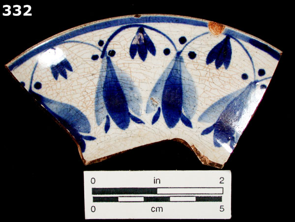 PEARLWARE, HAND PAINTED BLUE AND WHITE specimen 332 front view